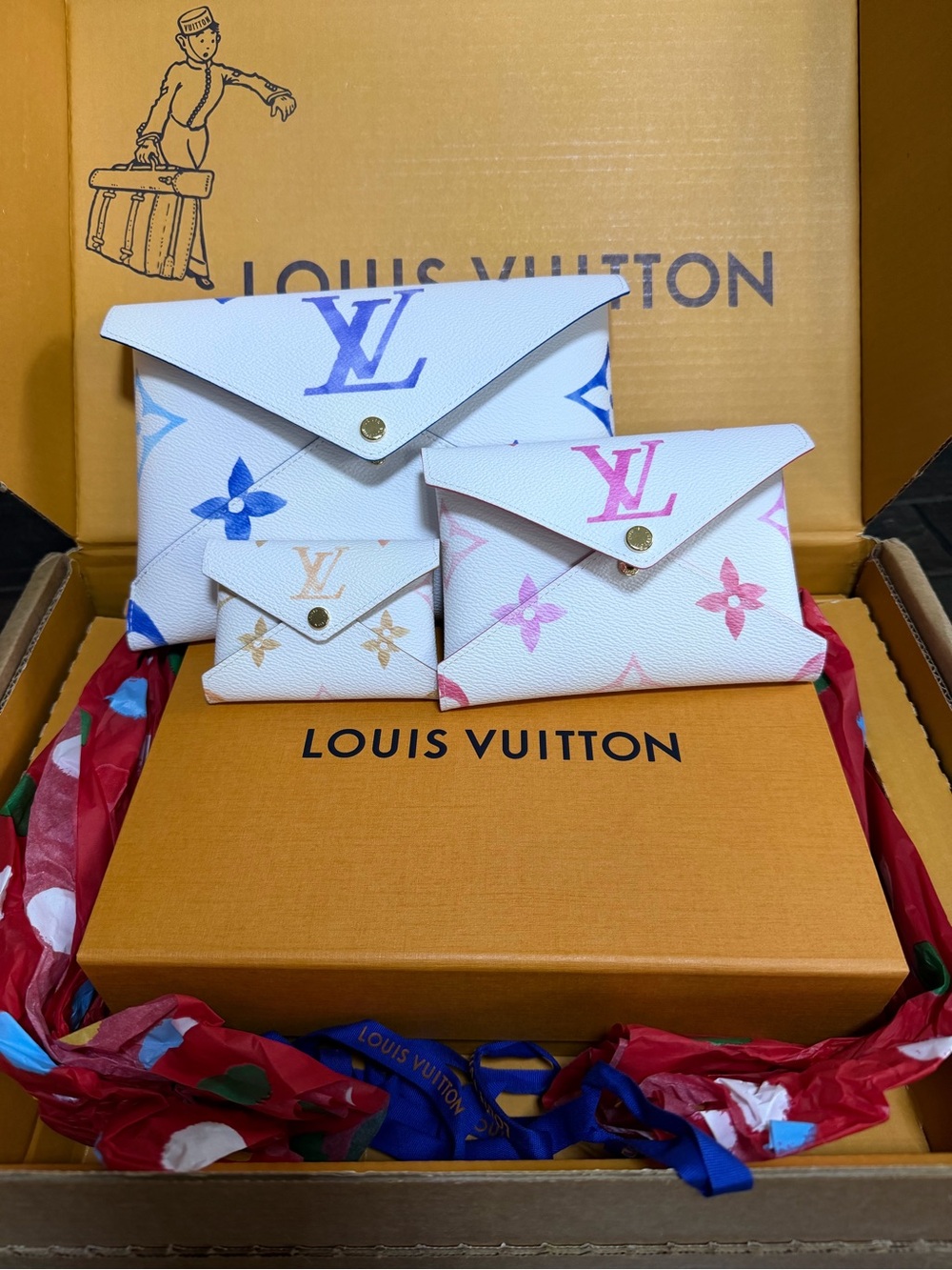 Louis Vuitton Kiragami Monogram Envelope Set - Blue, Pink & Gold Accents